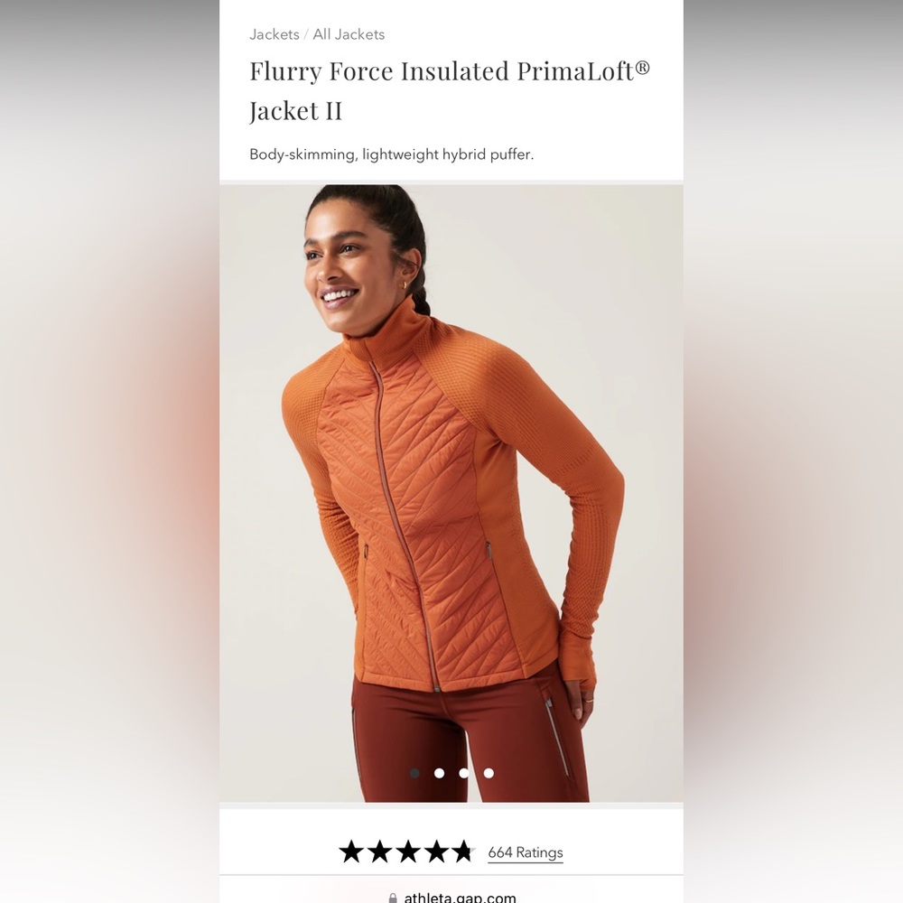 Athleta flurry force primaloft zip up xs